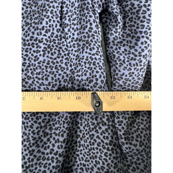 Abercrombie & Fitch Dress Women Blue Long Sleeve Animal Print Mini Smocked - Picture 5 of 8